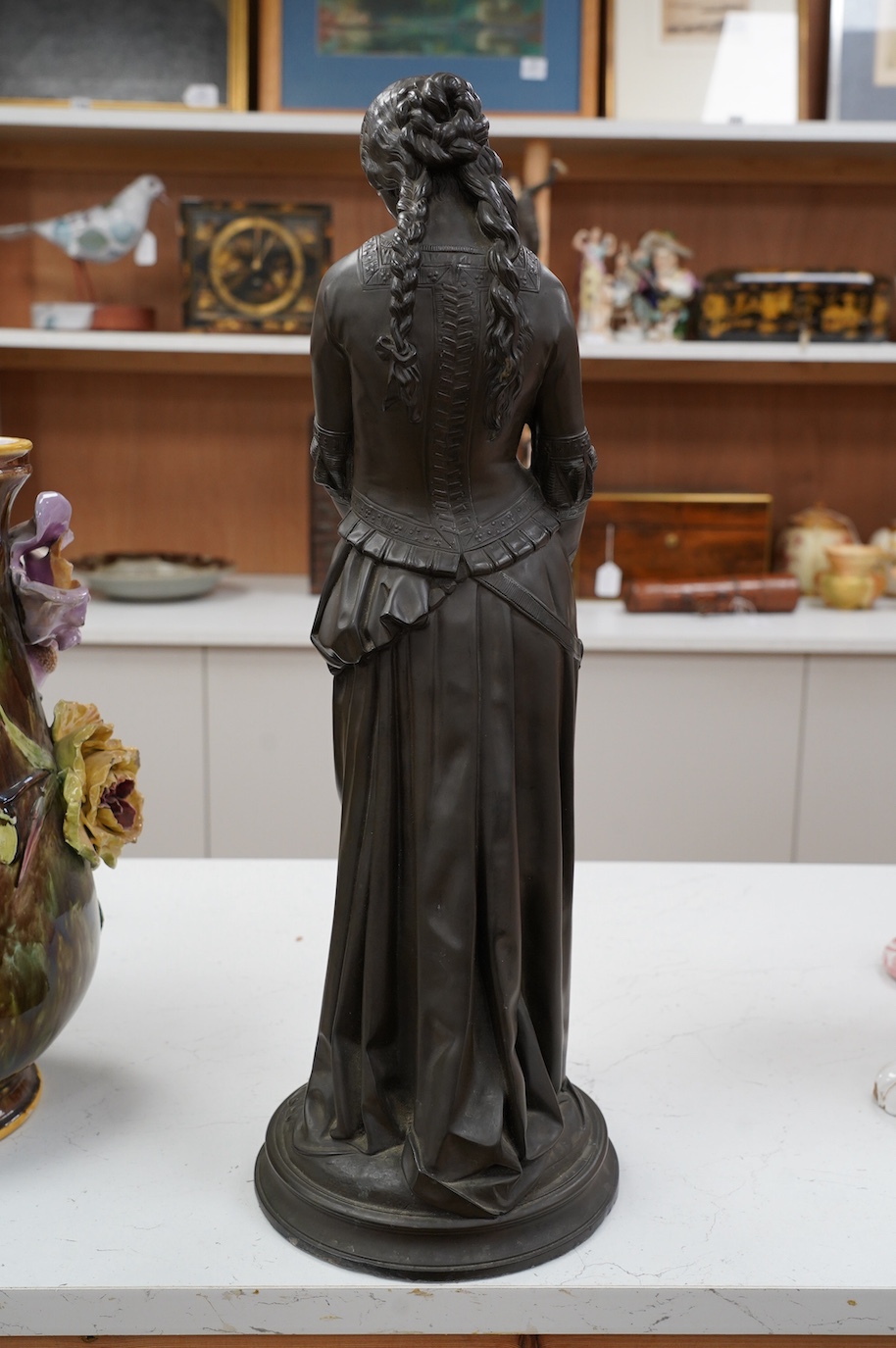 A bronze finished figure of a maiden, 56cm. Condition - good